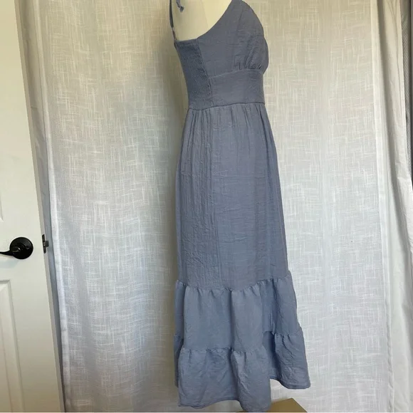 Lily Rose Small Coquette Cottagecore Tiered Fairy Dainty Light Blue Midi Dress - Picture 9 of 16